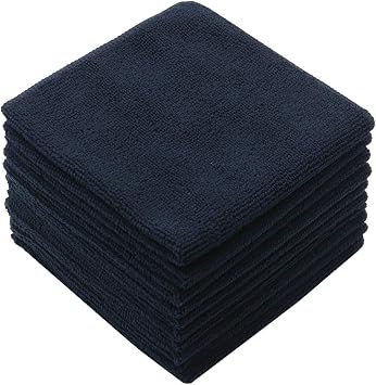 Microfiber Cleaning Cloth, Washcloths, 12x12 inch, 10 Pack, Black