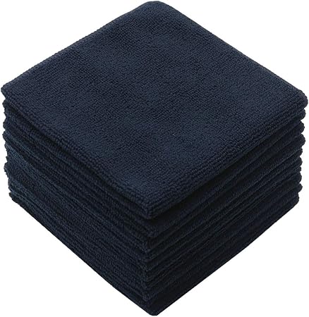 Microfiber Cleaning Cloth, Washcloths, 12x12 inch, 10 Pack, Black