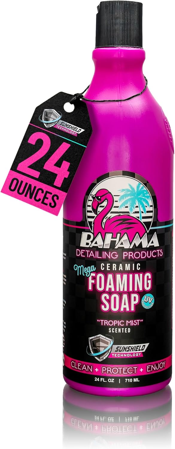 Bahama Detailing Ceramic Exterior Car Wash – SiO2-Infused Car Shampoo for Deep Shine, Concentrated to use in cannon or bucket, Streak-Free Foam Soap, Paint Safe Formula for Cars, Trucks & SUVs