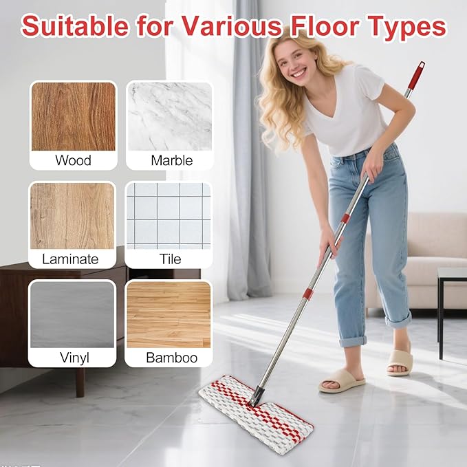 Microfiber Flat Mop Set for Floor Cleaning Ocedar ProMist MAX Dust Mop for Hardwood Floor, Dual-Action Flip Mops Wet & Dry Clean, Adjustable 58" Stainless Steel Mop Handle & 2 Reusable Refills & Base