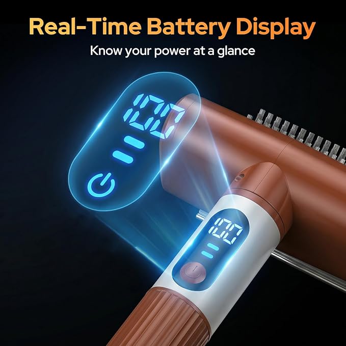 Electric Grill Brush for Outdoor, 2026 BBQ Grill Cleaner with Digital Display, Variable Speed Cordless Grill Brush, Waterproof & Replaceable Heads Grill Cleaning Brush for Barbecue Grates