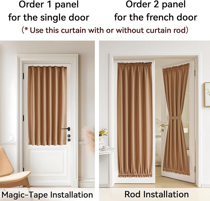 Vatge Burnt Orange Door Curtains for Door Window Coverings for French Doors, 1 Panel, W54 x L72, Terracotta
