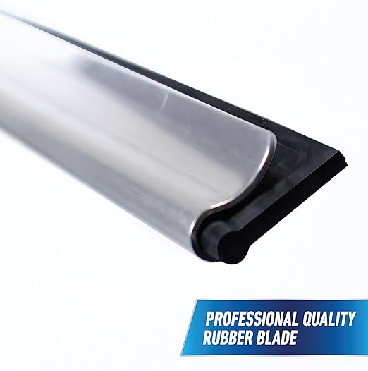 Unger Professional Connect and Clean 12” Performance Squeegee for Glass and Window Care with Replacement Rubber, Heavy Duty Cleaning Supplies with Streak-Free Results, Handheld Household Cleaner Tool