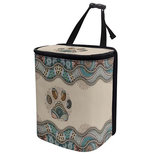 Talayituse Boho Paws Print Car Trash Can with Lid, Leak Proof Auto Trash Bag Hanging Vehicle Garbage Can Multipurpose St