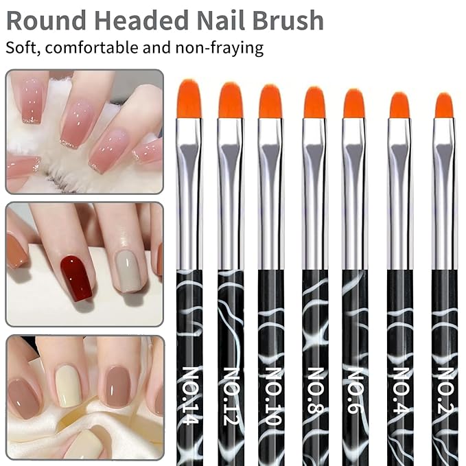 28Pcs Black Handle Nail Art Brush Set - All-in-One Manicure Tool Kit with Cuticle Brush, Dust Brush, Liner Brush & Builder Gel Brushes for Salon & DIY Nail Art