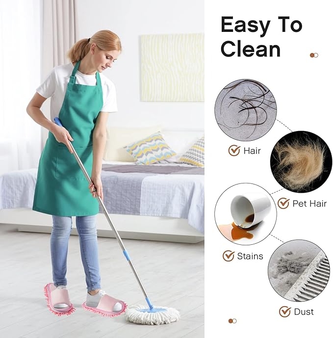 Jecery 2 Pairs Microfiber Cleaning Mop Slippers for Floor Cleaning House Mop Shoes Men and Women Washable Unisex Dusting Slippers Dirt Tool Supplies(Medium,Pink, Gray)