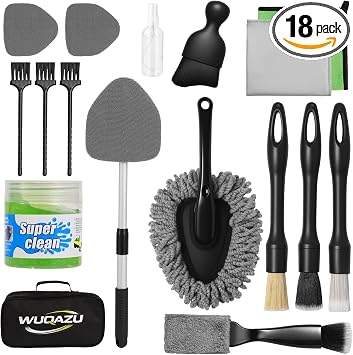 18PCS Car Detailing Kit Cleaning Gel Boar Hair Scratch Free Cleaner
