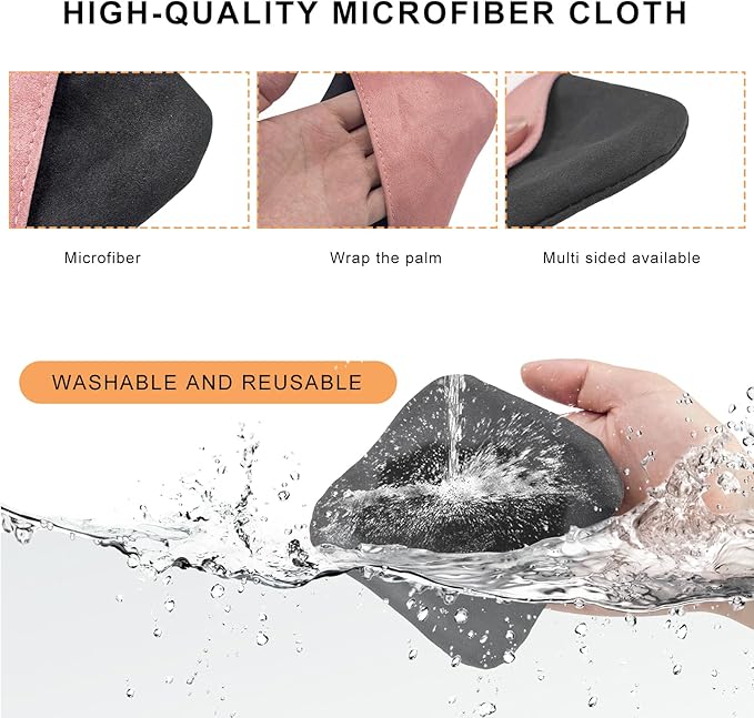 Car Screen Cleaner, Square Microfiber Cloth Non-Scratch Auto Touchscreen Cleaning Wipes, Foldable Touch Screen Pad Universal Cleaning Tool for Vehicle Dashboard Display (Pink & Gray)