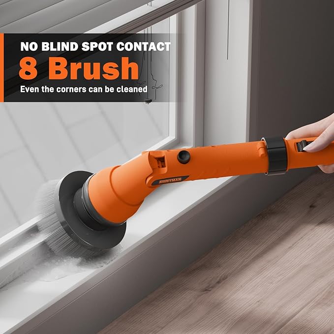 Alloyman 1200RPM Electric Scrubber for Floors,Walls - Replaceable Battery Design for Outdoor Garden, Patio Cleaning Stubborn Stains,Yellow/Black