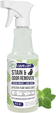 Mighty Mint Stain & Odor Remover, Natural Enzyme Spray Safely Neutralizes Odor and Stains from Dogs, Cats on Carpet, Fur