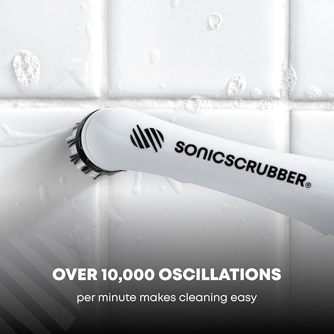 SonicScrubber Household Cleaning Brush Power Scrubber - Electric Spin Scrubber Brush for Home, Kitchen & Bathroom - Grout Cleaner & Removes Mould (Washing-Up System Spin Brush)