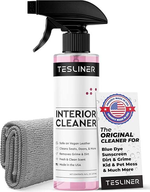 Tesla Seat Cleaner & Stain Remover, Interior Cleaner for Black & White Vegan Leather, Interior Cleaning Products | Tesla