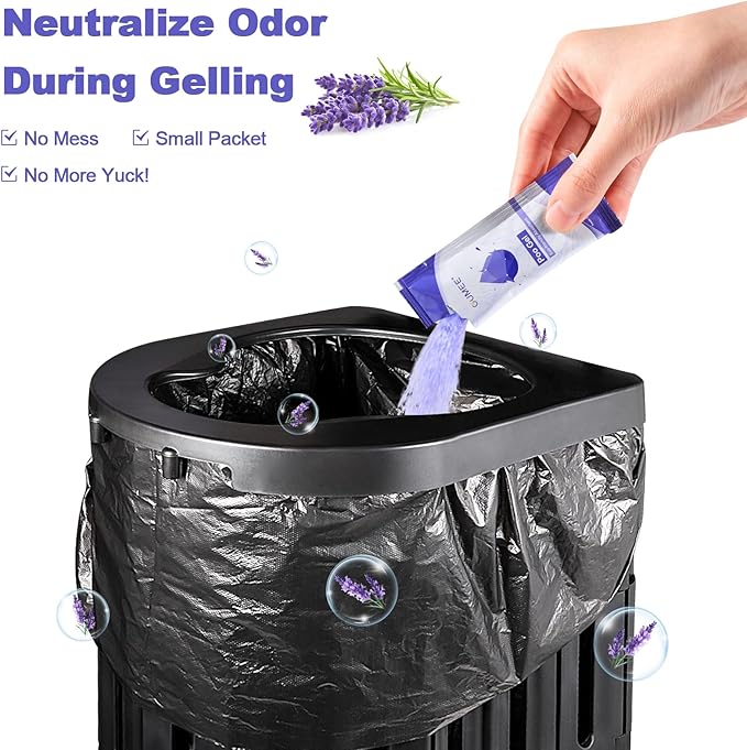 Lavender Portable Toilet Gel, Poo Gel for Potty, Camping Toilet Powder for Bucket, Eco Absorbent Gelling, Portable Urine Packets for Outdoor Recreation Supplies (Lavender-30 Packets, 10g of each)