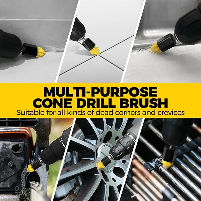 Holikme 30Pack Drill Brush Attachments Set,Scrub Pads & Sponge, Power Scrubber Brush with Extend Long Attachment All Purpose Clean for Grout, Tiles, Sinks, Car Polishing Pads,Bristle Discs