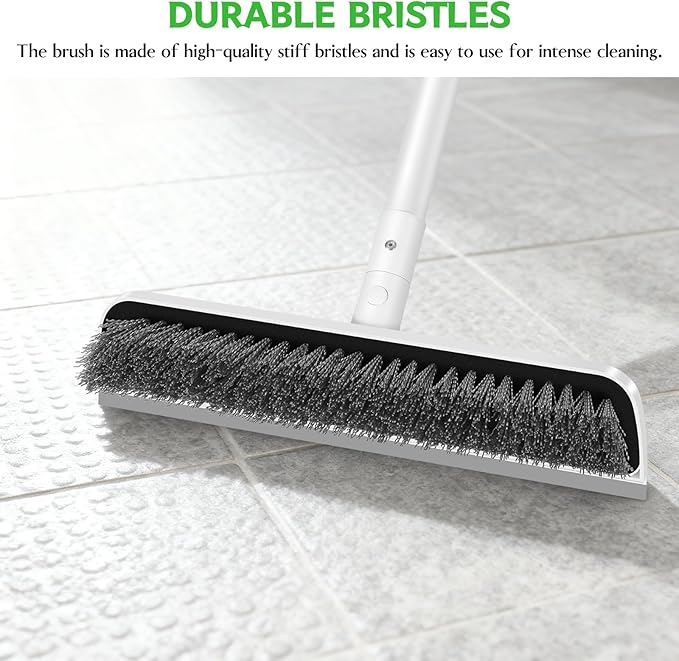 SetSail Floor Scrub Brush, Scrub Brush with 48-Inch Long Adjustable Handle 2 in 1 Scraper Brush Stiff Bristle Floor Scrubber for Cleaning Bathroom Shower Kitchen Garage Deck Tile Tub, White