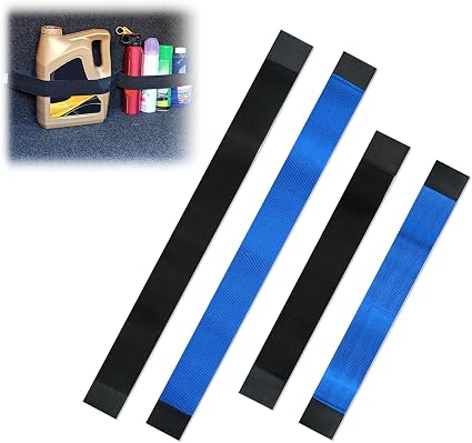4Pcs Car Trunk Organizer Straps, Elastic Storage(Blue, Black)