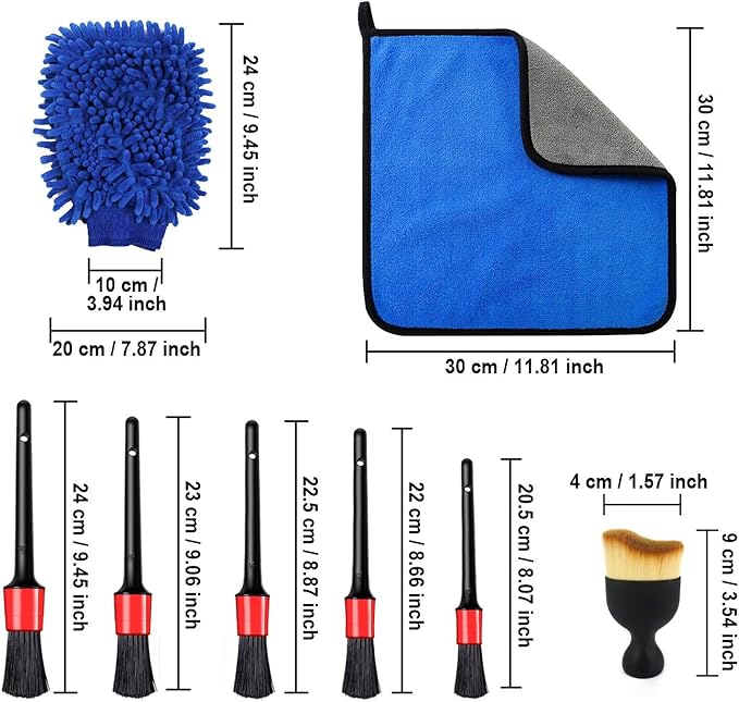 Car Detailing Brushes, Soft Bristles Interior Duster Cleaning Brush, Including Towels, Gloves, Soft-Bristle Brushes, for Auto Dashboard, Seat Gaps, Air Vents, and Home Use