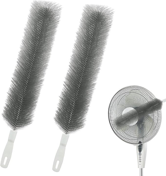Fan Cleaning Brush, Bendable Fan Duster Fans Cleaner for Your Electric Fans Reusable Dust Cleaner Microfiber Head Dusting Brush for Air Conditioning, Home Car Vents, Curtain, Shutters 2 Pcs Grey