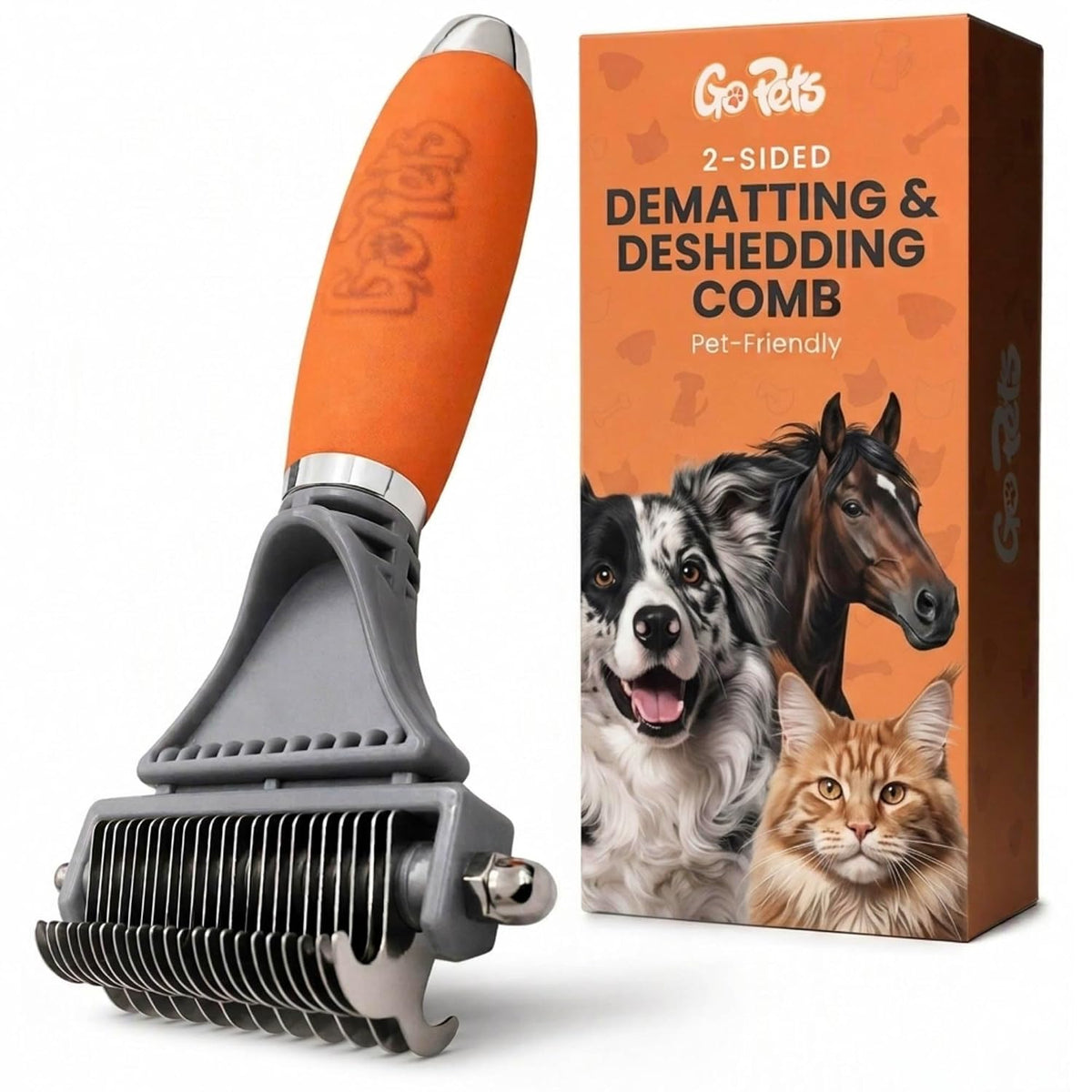 2-in-1 Deshedding & Dematting Comb & Grooming Brush for Dogs & Cats