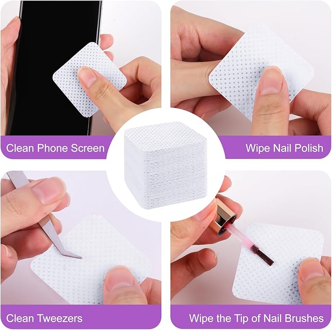 200pcs Nail Cotton Pads, 1 Pull-Off Pump-Style Bottle Suitable for Nail Care Wipes, Nail Cleaning Pads, Mascara Extension Glue Cleaning Wipes, and Nail Care Product Sets (White)