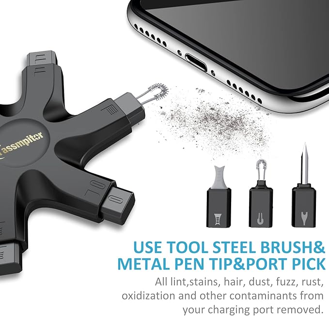Tassmpitor for iPhone Cleaning Kit Phone Port Cleaner, Cleaner Kit for AirPod iPhone Pro Max, Cleaning Putty for Cell Phone Charging Port Lightning Charger Connector Cable Speaker, Repair Restore Tool