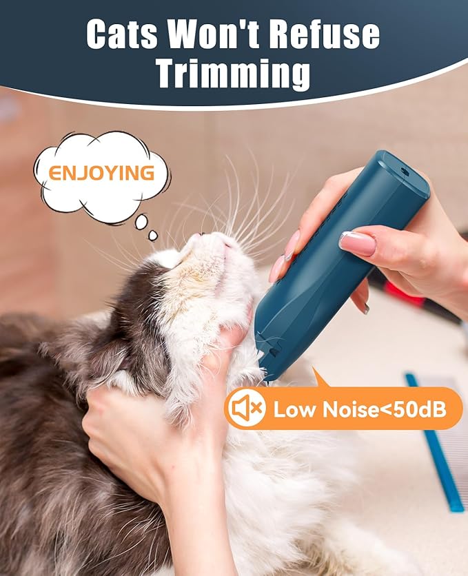 oneisall Pet Clipper for Cat Matted Hair, Pet Shaver for Cats Quiet Pet Clippers Waterproof Cordless Cat Clippers for Matted Long Hair with Storage Bag (Green)