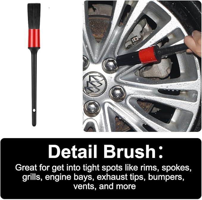 Fitosy Wheel Rim & Tire Brush Set, Soft & Stiff Bristle Wash Cleaning Supplies Kit for Car Body Exterior Surface, Carpet, Truck,SUV,RV,Motorcycle