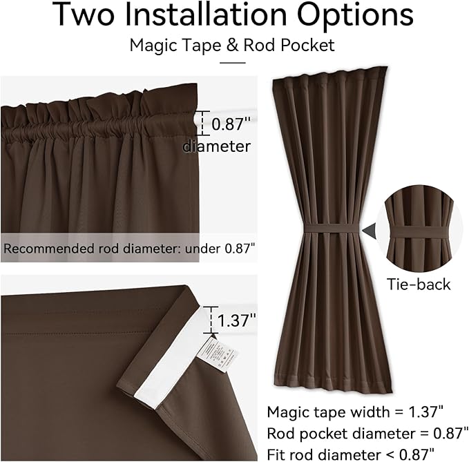 Vatge Narrow Window Curtains Privacy Door Curtain for Doorways SideLight Door Window Curtains, 1 Panel, W12 x L72, Brown