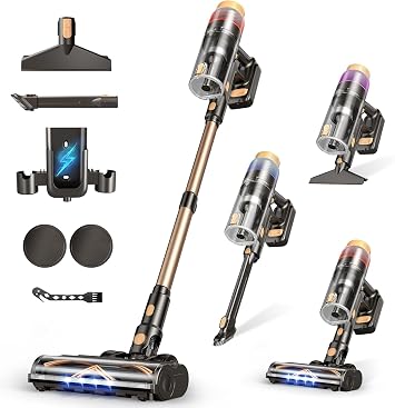 PEDOOLO Cordless Vacuum Cleaner, Upgraded 650W 55KPA 70Mins Vacuum Cleaners for Home, Self-Standing Stick Vacuum, Wall M