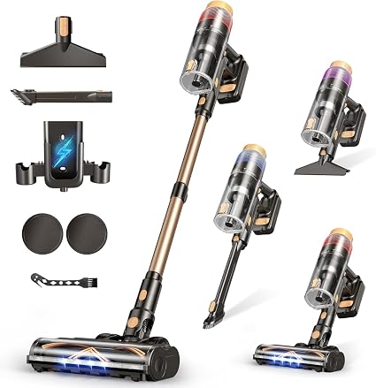 PEDOOLO Cordless Vacuum Cleaner, Upgraded 650W 55KPA 70Mins Vacuum Cleaners for Home, Self-Standing Stick Vacuum, Wall M