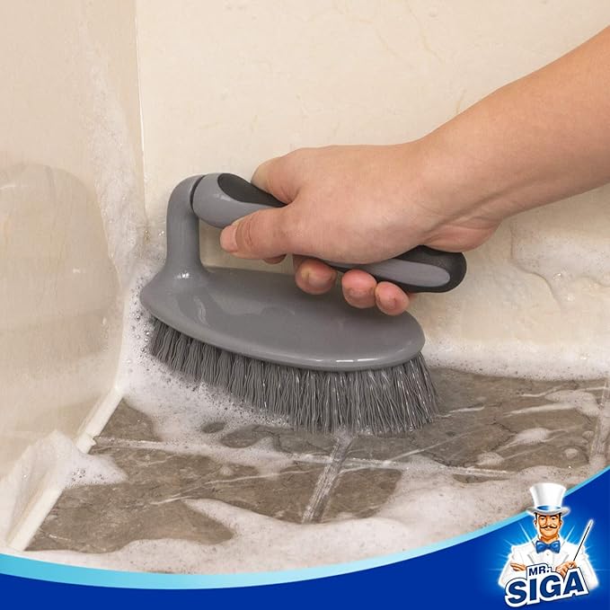MR.SIGA Heavy Duty Scrub Brush with Comfortable Grip, Cleaning Brush for Bathroom, Shower, Sink, Floor, 2-Pack