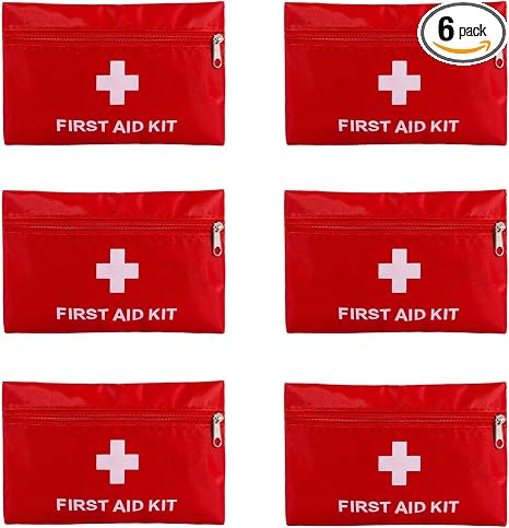 6 Pack Empty First Aid Kit Bag, Small First Aid Pouch Bulk, Water Resistant Travel Medical Organizer, Mini Emergency Sup