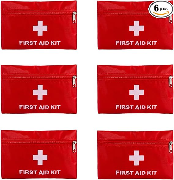 6 Pack Empty First Aid Kit Bag, Small First Aid Pouch Bulk, Water Resistant Travel Medical Organizer, Mini Emergency Sup