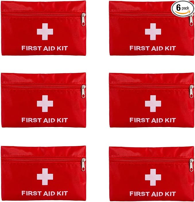 6 Pack Empty First Aid Kit Bag, Small First Aid Pouch Bulk, Water Resistant Travel Medical Organizer, Mini Emergency Sup