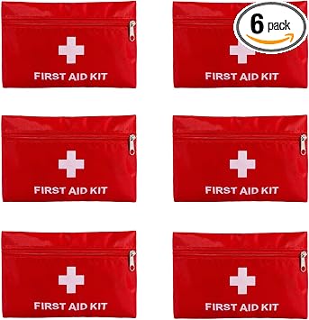6 Pack Empty First Aid Kit Bag, Small First Aid Pouch Bulk, Water Resistant Travel Medical Organizer, Mini Emergency Sup