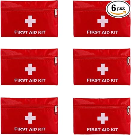 6 Pack Empty First Aid Kit Bag, Small First Aid Pouch Bulk, Water Resistant Travel Medical Organizer, Mini Emergency Sup