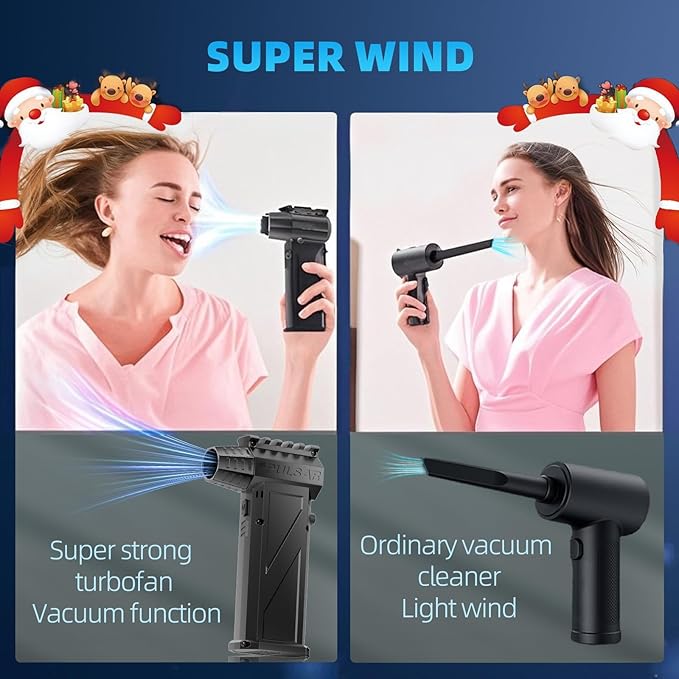 Compressed Air Duster, 180000RPM Electric Car Vacuum Air Blower and Pump, Rechargeable Cordless Air Blower Desk Vacuum Cleaning Kit for Computer Keyboard Home Car Dust Removal