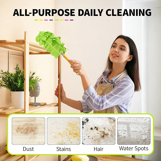 8 Pack Reusable Duster Pads Compatible with Swiffer Duster Refills, Washable Microfiber Dusting Cloths for Cleaning Home, Car, Pet, Furniture, Fans, Blinds