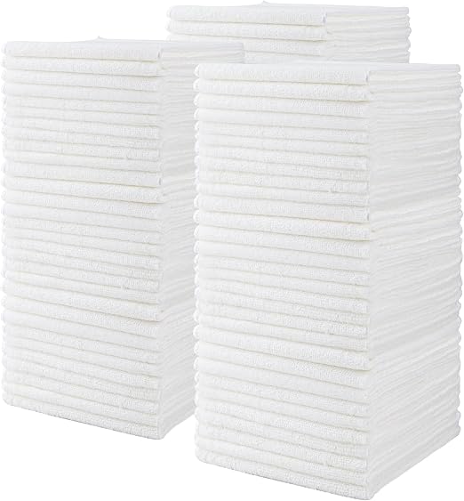 CARTMAN 14x14 Inch 90 Pack 280GSM Microfiber Cleaning Cloths, White