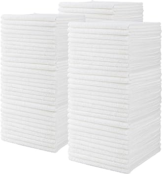 CARTMAN 14x14 Inch 90 Pack 280GSM Microfiber Cleaning Cloths, White