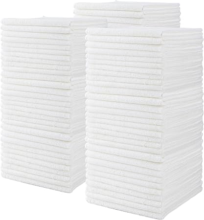 CARTMAN 14x14 Inch 90 Pack 280GSM Microfiber Cleaning Cloths, White