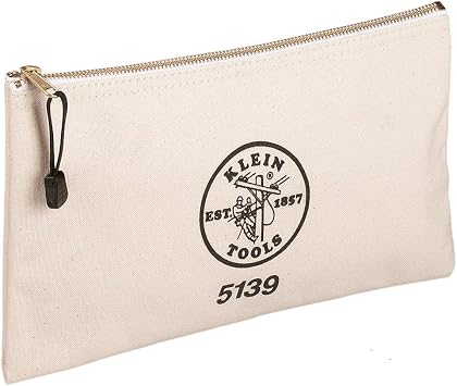 KLEIN TOOLS Zipper Bag, Canvas Tool Pouch with Heavy Duty Brass Zipper Close