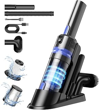 Handheld Vacuum Cordless Rechargeable 2-Speed Modes| 3-in-1 Portable Cordless Vacuum Cleaner with Charging Dock, for Car
