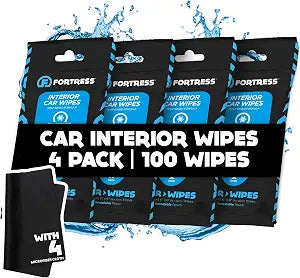 Fortress Car Interior Cleaner Wipes, Microfiber Cloth (25 ct, Pack of 4)