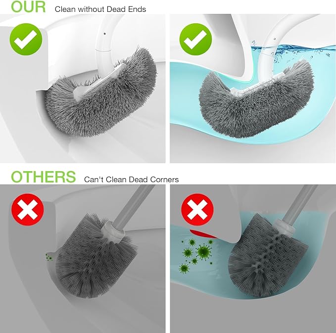 Wooden Toilet Brush, OSCIOSS Toilet Brush and Holder Set with Ergonomic Design, Compact Size, Durable Bristles, Bamboo RV Toilet Cleaner & Holder for Bathroom (Natural, 1pack)