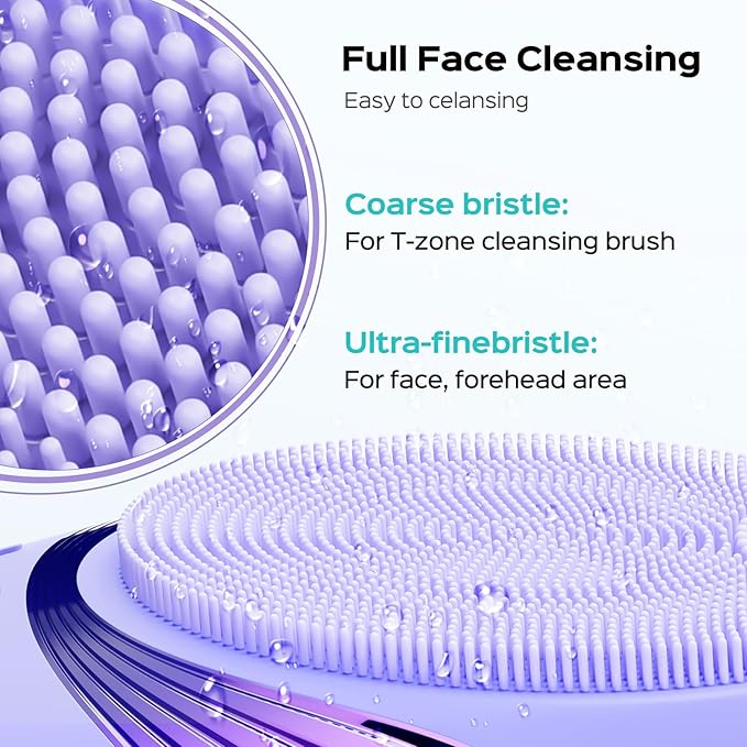 COSLUS FBS01 Facial Cleansing Brush Face Scrubber: Portable Silicone Waterproof Rechargeable Face Wash Brush, 5 Cleansing Modes, Electric Deep Cleaning for Men & Women, Removing Blackhead Exfoliating