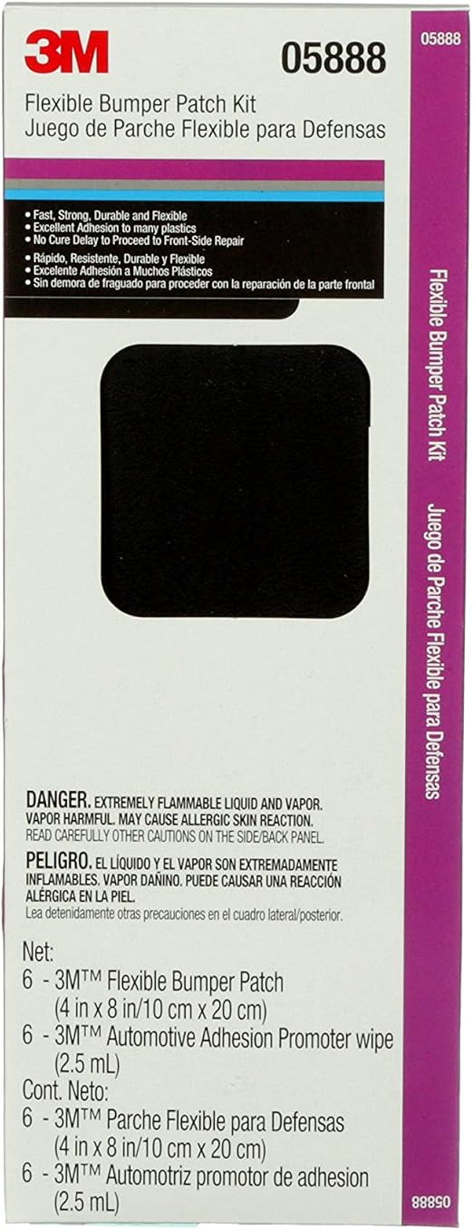 3M Flexible Bumper Patch Kit, 05888, Black, 4 in x 8 in