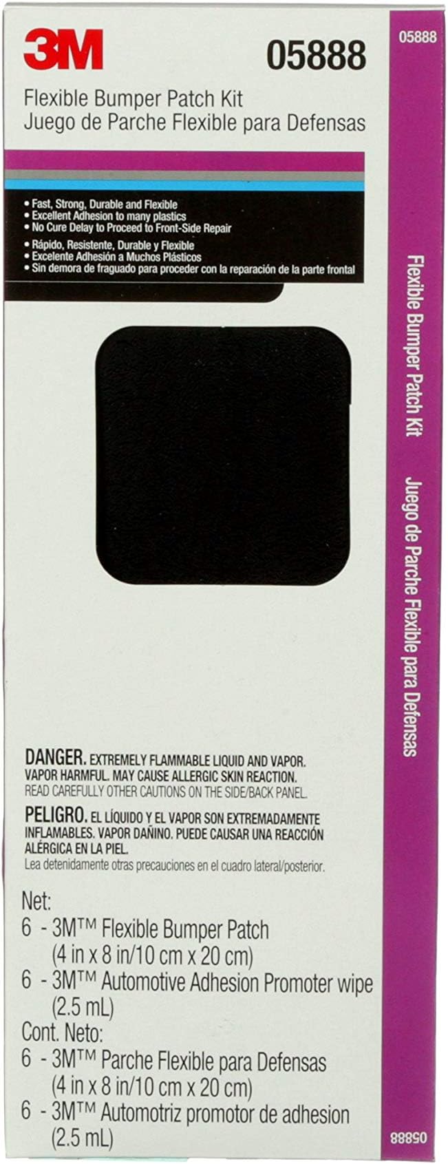 3M Flexible Bumper Patch Kit, 05888, Black, 4 in x 8 in