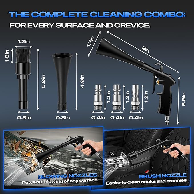 Car Cleaning Gun Detailing Interior Dryer Air Blow Gun, High Pressure Blower Gun, Car Detailing Kit Interior Cleaner, Car Detailing Tools for Car Quickly Blasts Dirt and Dust Works with Air