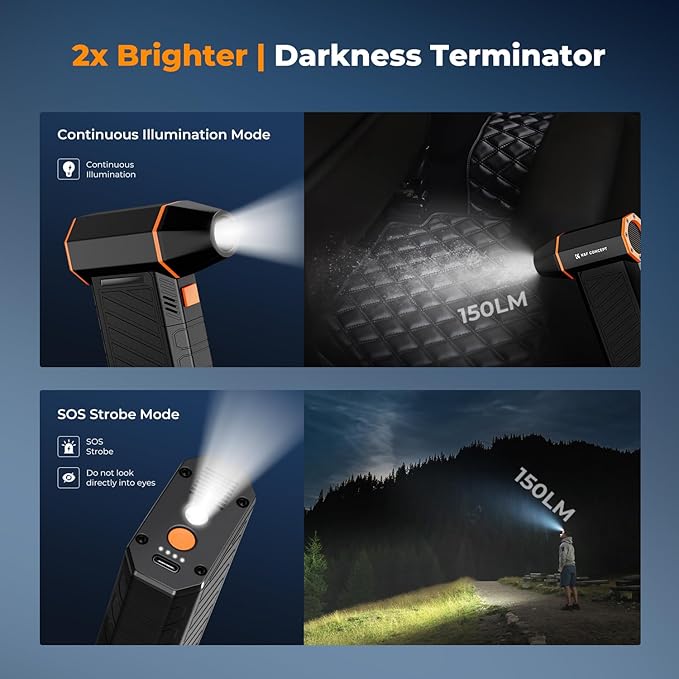 K&F Concept BS500M 2 in1 Magnetic Compressed Air Duster, Electric Air Duster|300000RPM Vacuum Cleaner|3 Gear|Super Wind Power|Rechargeable Brushless Motor|for Computer, Keyboard, Car, Outdoor Cleaning